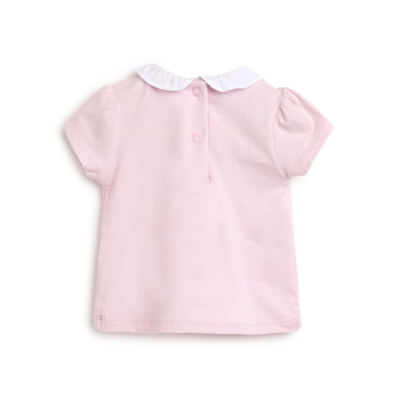 Girls Light Pink Embellished Short Sleeve T-Shirt image number 1